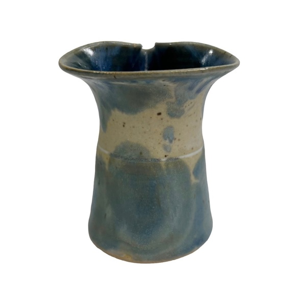 Artist Signed Blue & Green Drip Glaze Pinched Spout Mini Pitcher - Picture 4 of 11